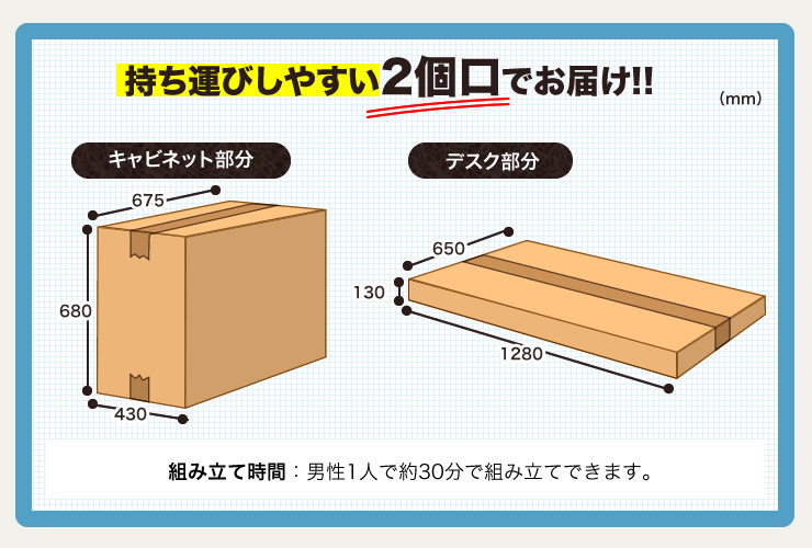 持ち運びしやすい2個口でお届け